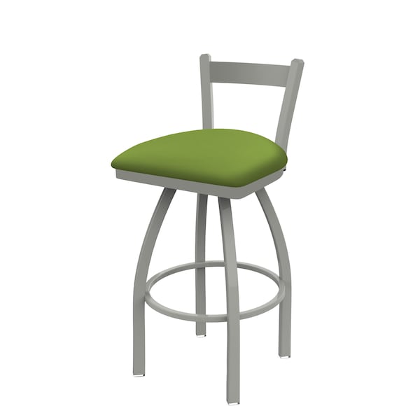 25" Low Back Swivel Counter Stool, Nickel Finish, Canter Kiwi Green Seat